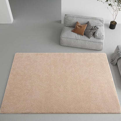 DweIke 5x7 Beige Area Rugs for Bedroom, Super Soft Living Room Rug, Thickened Memory-Foam Throw Carpet, Non-Slip and Washable Carpets for Kids Boys Girls Room Dorm Nursery Home Decor