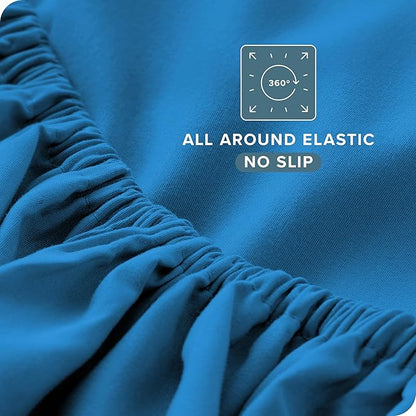 Bare Home Full Sheet Set - Luxury 1800 Ultra-Soft Microfiber Full Bed Sheets - Double Brushed - Deep Pockets - Easy Fit - 4 Piece Set - Bedding Sheets & Pillowcases (Full, Medium Blue)