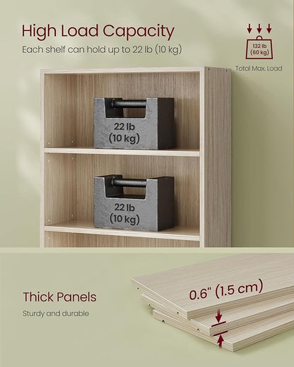VASAGLE Custos Collection - Bookshelf, 5-Tier Bookcase, Book Shelf, Open Storage Shelf, 9.4 x 23.6 x 52.8 Inches, for Living Room, Home Office, Dinning Room, Natural Beige ULBC165L01
