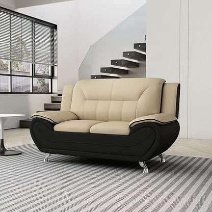 Container Furniture Direct Michael Sofa and Loveseat, Camel/Black
