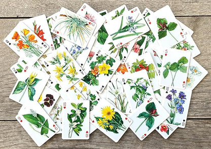 Wildflower Collection Playing Cards (Poker Deck 54 Cards All Different) Vintage Botanical Illustrations of Colorful Blooms Garden Beauties and Delicate Field Flowers