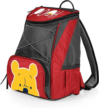 Picnic TIME Disney Winnie The Pooh Backpack Cooler, Insulated Leakproof Soft Cooler Backpack, Waterproof Lunch Bag, Portable Hiking Ice Chest for Beach, Picnic, Camping, Work & Travel (Red Gray)