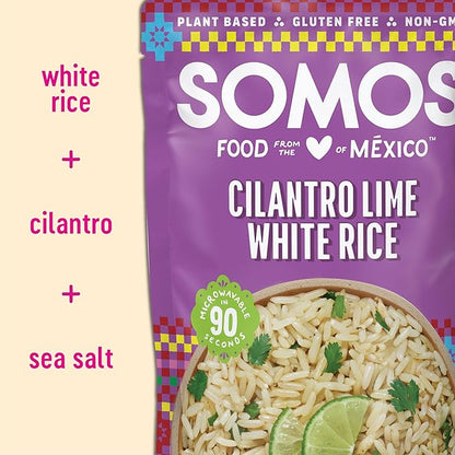 SOMOS Cilantro Lime White Rice - Gluten Free, Non-GMO, Vegan & Microwavable Meals Ready to Eat - Delicious, Healthy & Convenient - Perfect for Burrito Bowls, Tostadas & More | 8.8 oz (Pack of 6)