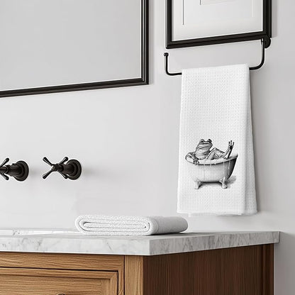 Funny Bathroom Hand Towels，Frog Gifts for Women,Frog Bathroom Decor,16x24 inch