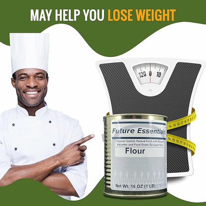 Future Essentials All Purpose White Flour | 100% Natural Whole Grain | Non GMO | Long Term Storage Shelf Stable | Emergency Survival Food Supply, Camping & Backpacking (#2.5 size) 6 Cans