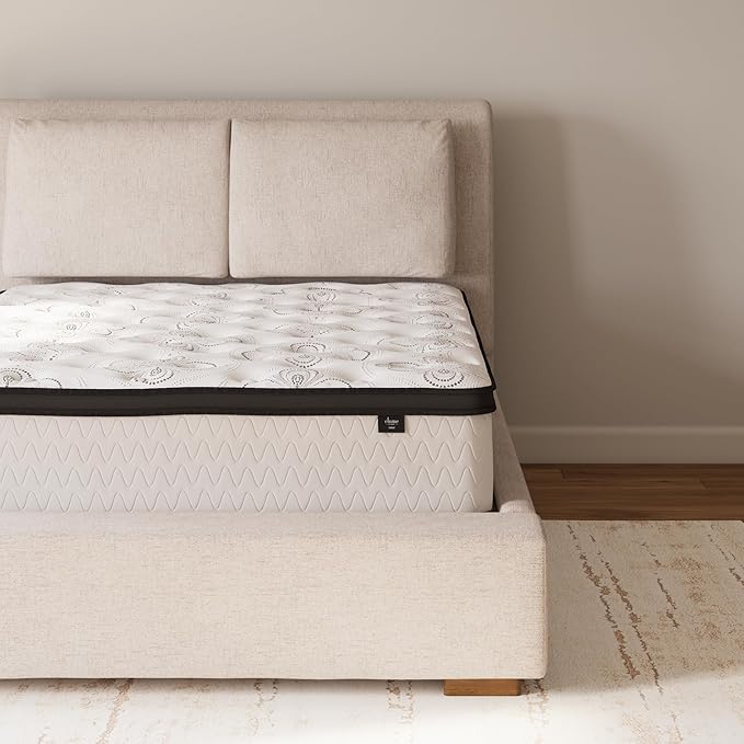 Signature Design by Ashley California King Size Chime 12 Inch Medium Firm Hybrid Mattresswith Cooling Gel Memory Foam for Pressure Relief, Fiberglass Free, Mattress In A Box