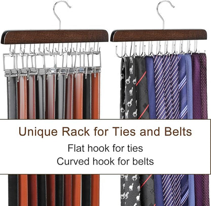 TOPIA HANGER 20 Hooks Belt Tie Hanger Space Saving for Closet, 2 IN 1 Belt Ties Racks Max 30 Belts with 30 Ties Capacity, Curved with Flat Hooks for Belts,Ties,Bras,Closet Organizers and Storage CT69A