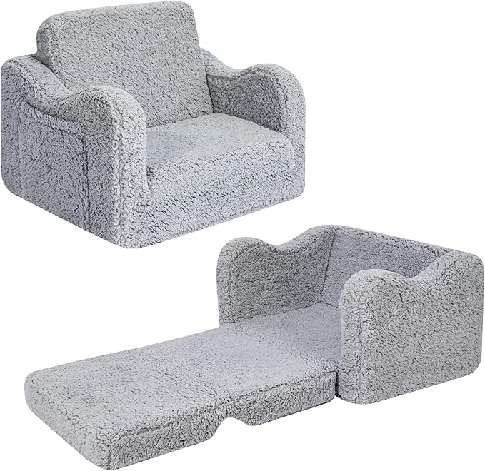 Kids Couch for Toddlers, 2-in-1 Kids Sofa Chair, Comfy Soft Foldable Toddler Couch Chair for Girls and Boys