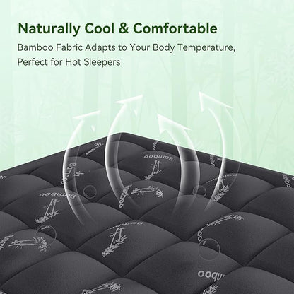 Anluoer Memory Foam Mattress Topper King for Back Pain, Rayon Derived from Bamboo Pillow Top Mattress Topper for Hot Sleepers,Cooling Mattress Pad with 8-21" Deep Pocket, 78x80 Inches, Dark Grey