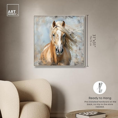 Art Remedy Rustic Rider Canvas Horse Wall Art, Silver Frame, 30" x 30"