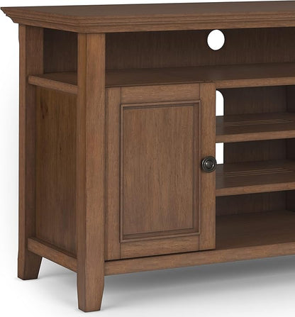 SIMPLIHOME Amherst 54-inch Wide Solid Wood TV Stand in Rustic Natural Aged Brown, Transitional-Style Media Console for Living Room with Adjustable Shelves and Cable Management