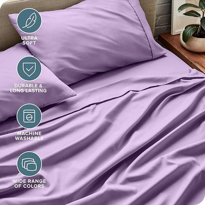 Bare Home Split Head Flex King Sheet Set - 1800 Ultra-Soft Microfiber Bed Sheets - Double Brushed - Deep Pockets - Easy Fit - 4 Piece Set - FlexTop King Bedding Sheets (Split Head Flex King, Lavender)