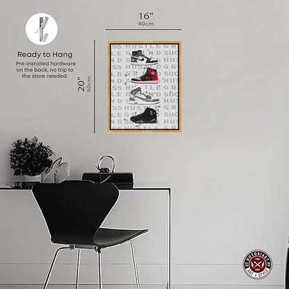 Hype Sneakers Framed Sneaker 1 Piece Canvas Wall Art, 17.5" x 21.5", Gold Frame