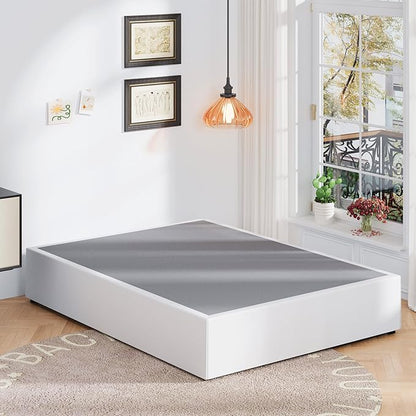 16 Inch King Size Bed Frame with White Skirt Cover, Metal King Bed Frame with Storage, No Box Spring Needed, Heavy Duty, Easy Assembly, Noise Free, Mattress Foundation