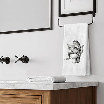 Funny Bathroom Hand Towels，Frog Gifts for Women,Frog Bathroom Decor,16x24 inch
