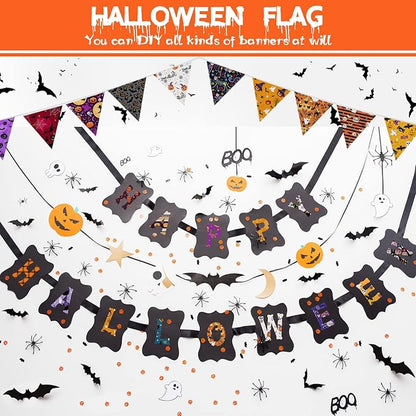 60 Pcs 10 x 10 Inch Halloween Fabric Polyester Fabric Bundle Fat Quarters Bat Pumpkin Ghost Skull Print Squares Holiday Quilting for DIY Decorations Sewing Craft, 30 Styles (Ghost)