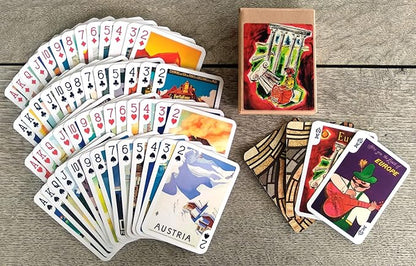 Europe Travel Playing Cards (Poker Deck 54 Cards All Different) Vintage European Travel Posters Retro Adverts