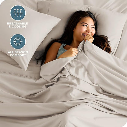 Bare Home Twin Sheet Set - 1800 Ultra-Soft Microfiber Bed Sheets - Double Brushed - Deep Pockets - Easy Fit - Extra Soft - 3 Piece Set - Bedding Sheets & Pillowcases (Twin, Wheat)