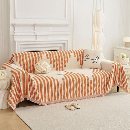 HAOMAIJIA Boho Sofa Covers Couch Covers for 3 Cushion Couch Sofa Pet Friendly Soft Thick Non Slip Couch Cover for Dogs Washable Sectional Couch Covers L Shape Furniture Protector (Orange, 71"x118")