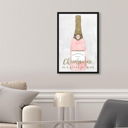 The Oliver Gal Artist Co. Drinks and Spirits Wall Art Framed Canvas Prints 'Champagne Mind Glitter' Champagne