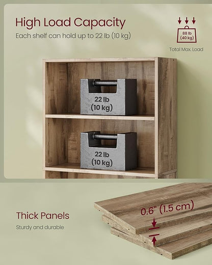 VASAGLE Custos Collection - Bookshelf, 3-Tier Bookcase, Book Shelf, Open Storage Shelf, 9.4 x 23.6 x 32 Inches, for Living Room, Home Office, Dinning Room, Camel Brown ULBC163L01