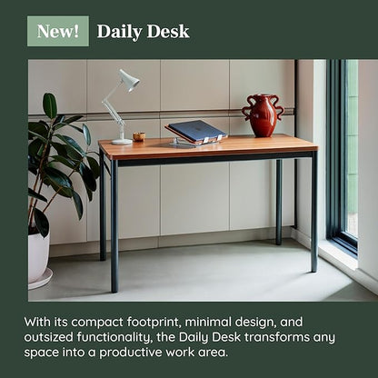 Branch Daily Desk - Functional at Home Office Desk with Effortless Assembly, Timeless Design, Rounded Corners, and Built-in Cable Notch - 48” W x 28.5” H x 24” D - Charcoal Work Table