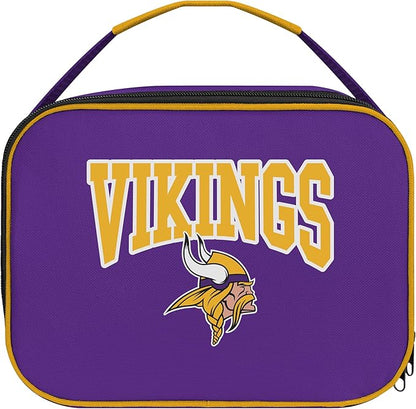 FOCO NFL Unisex-Adult Officially Licensed Wordmark Team Color Big Logo Football Zip Closure 7L Lunch Bag - Minnesota Vikings