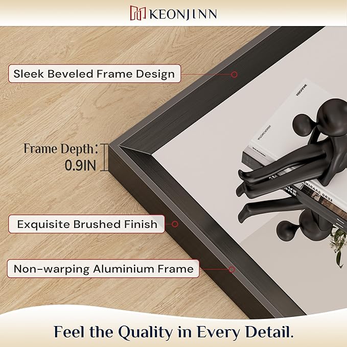 Keonjinn 30 x 36 Inch Black Bathroom Mirror, Beveled Rectangle Framed Mirror for Wall, Black Bathroom Vanity Mirror for Over Sink, Tempered Glass, Square Corner, Farmhouse Style