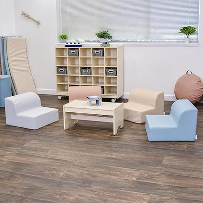 Children's Factory Library Lounger, Flexible Seating Classroom Furniture, Comfy Kids Chairs, Clay, Single Lounger