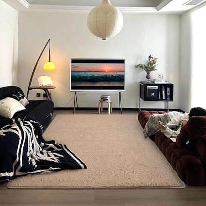 DweIke 5x7 Beige Area Rugs for Bedroom, Super Soft Living Room Rug, Thickened Memory-Foam Throw Carpet, Non-Slip and Washable Carpets for Kids Boys Girls Room Dorm Nursery Home Decor