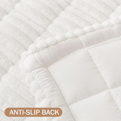 Smiry Couch Cover for Dogs Washable, Non Slip Fuzzy Pet Couch Covers for 3 Cushion Sofa Pet Friendly, Thick Soft Sofa Slipcovers Cushion Protector (White, 27.6" x 70.9")