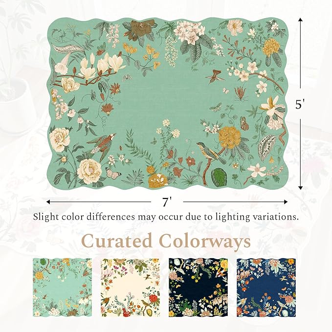 Rugflix 5x7 Floral Area Rug for Living Room, Bedroom, Machine Washable Rugs with Non-Slip Backing, Indoor Low Pile Carpet for Dining Room, Nursery, Kids Pet Friendly
