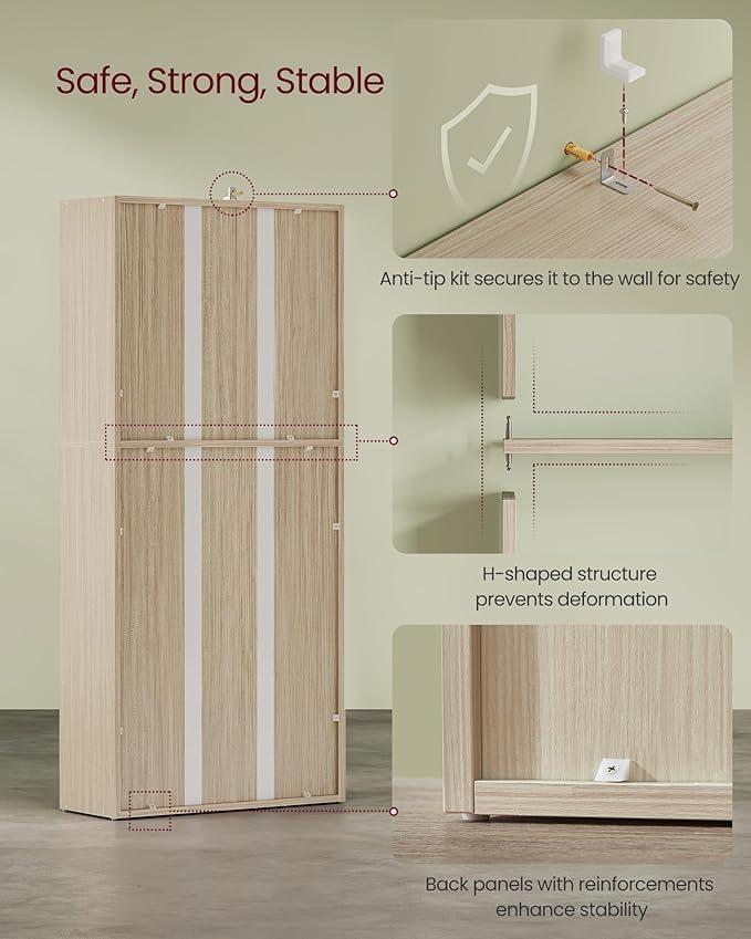 VASAGLE Custos Collection - Bookshelf, 5-Tier Bookcase, Book Shelf, Open Storage Shelf, 9.4 x 23.6 x 52.8 Inches, for Living Room, Home Office, Dinning Room, Natural Beige ULBC165L01