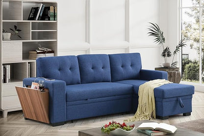 Devion Furniture Maison 4-in-1 Convertible L Shaped Couch with Pull Out Bed and Storage, Sectional Sleeper Sofa with Reversible Chaise for Living Room, Apartment, Bedroom, Office