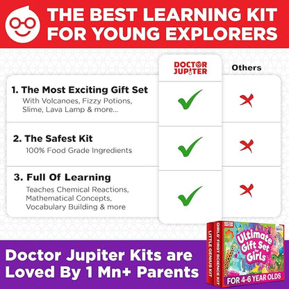 Doctor Jupiter Ultimate Gift Set for Girls| Set of Girl’s First Science Kit, Little Genius Kit for 4-6 Year Olds| Girl Birthday Gifts| STEM Learning & Education Toys for Kids Ages 4,5,6