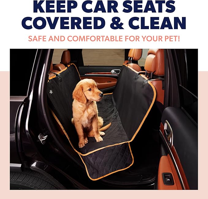 Active Pets Orange XL Dog Car Hammock Back Seat Cover, Waterproof Backseat Cover Protector for Truck Bench Rear of Sedans or SUVs, Essential Pet Supplies Vacuum or Wipe Clean, Machine Washable