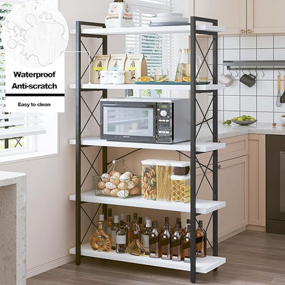 HCHQHS Bookshelf, 5-Tier Industrial Bookcase, Open Book Shelf, Freestanding Tall Bookshelves with Metal Frame