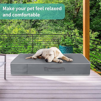COSHNIBI Dog Bed Covers Replacement Washable,Waterproof Dog Bed Cover with Zip and Carry Handle for Dog/Cat 54''Lx44''Wx4''H-Grey