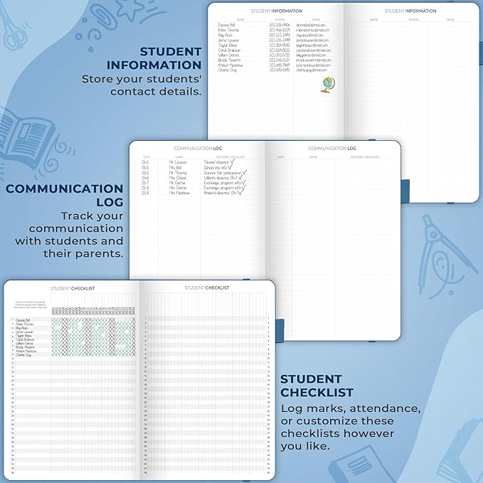 Clever Fox Teacher Planner – School Year Planner with Calendars & Lesson Plans – Book for Classroom & Homeschool Organization, A4 (Mystic Blue)