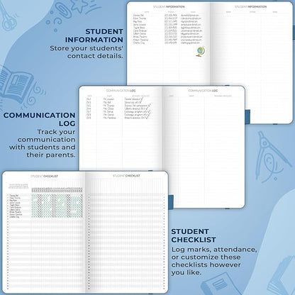 Clever Fox Teacher Planner – School Year Planner with Calendars & Lesson Plans – Book for Classroom & Homeschool Organization, A4 (Mystic Blue)