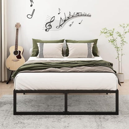 14 Inch King Bed Frame Sturdy Mattress Foundation, Heavy Duty Metal Platform with Steel Slats Support No Box Spring Needed, Noise Free, Easy Assembly, Black