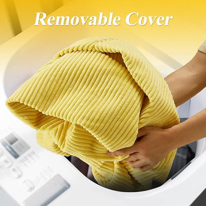 3.5FT Bean Bag Chairs Teardrop Bean Bag Chair for Adults Beanbag Chair with Memory Foam Filled Machine Washable Cover for Living Room, Bedroom (Large,Yellow)