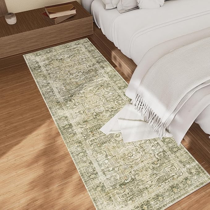 Washable Runner Rug Non Slip: 2'x6' Kitchen Rug Runners Stain Resistant Floor Rug with Rubber Backing Non Shedding Soft Carpet Runners for Hallway Indoor Entryway Bedroom Bedside Foyer Bathroom Home