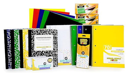 School Supply Boxes | High School Writing Pallet (112 Boxes) | Back to School Essentials Kit for Students & Teachers | Includes College-Ruled Filler Paper, College-Ruled Notebooks, 12 ct. Pens, & More