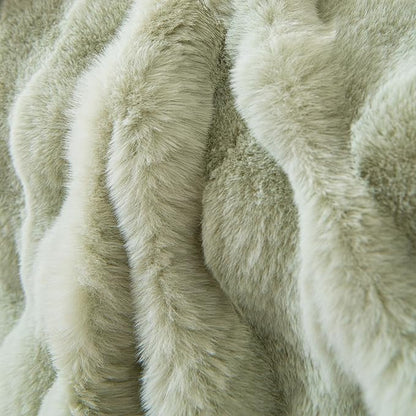 VM VOUGEMARKET Thick Faux Rabbit Fur Couch Cover 1-Piece Non-Slip Warm Soft Cozy Sofa Covers,Fluffy Plush Sofa Slipcover Furniture Protector for Kids,Pets(Green,71" x 118")