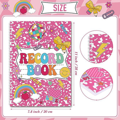 Fuyoooo Teacher Record Book Teacher Grade Book 2026-2027 Spiral Bound Pink Record Class Planner 2026 Gradebook Office Favors for Classroom Attendance Supplies Double Sided Printing
