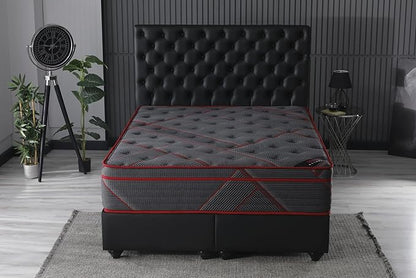 Ottomanson Twin 13" Luxury Black Eurotop Mattress - Medium-Firm Hybrid Comfort - Made in USA - Premium Quilted Cover - Fiberglass-Free - Bed in a Box