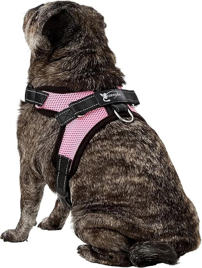 No Pull Reflective Adjustable Dog Harness With Handle- Comfortable Soft All Weather Mesh, Easy On Puppy Harness For Small Medium and Large Dogs (Pink) Medium