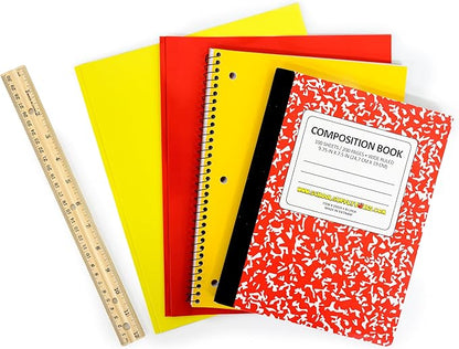 School Supply Boxes | K-5 Case (4 Boxes) | Back to School Essentials Kit for Students & Teachers | Includes Wide-Ruled Paper Products, Crayons, Markers, Colored Pencils, & More