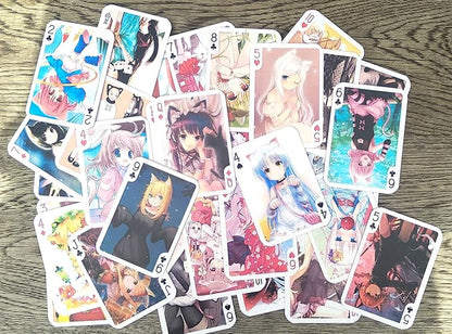 Neko Anime Playing Cards (Poker Deck 54 Cards All Different) Cute Neko Catgirl Japan Manga Anime
